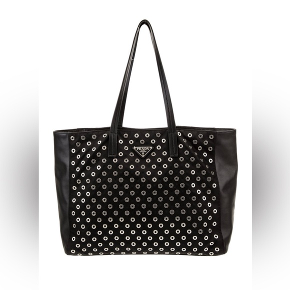 Prada Nappa-Trimmed Tessuto Grommet Tote - Picture 1 of 14